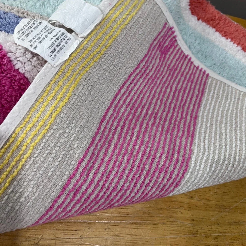 Kate Spade New York Paintball Striped Cotton Bath Rug 21x34 Preppy Modern Mat